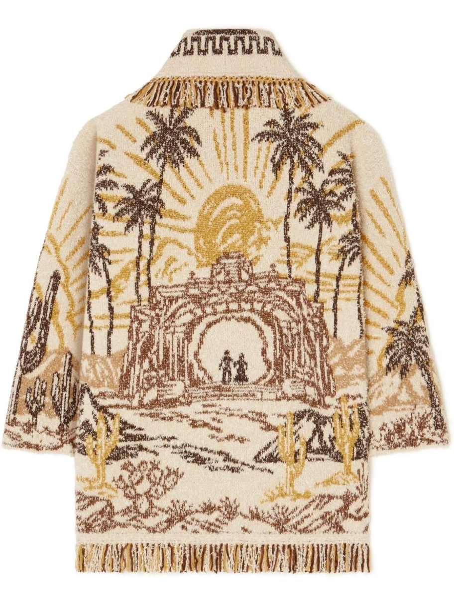 Affordable cardigan patterned-jacquard Women Alanui fringed-edge 0325